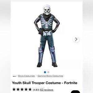 Fortnite Kids Skull Trooper Costume - Black and White.  Child XL